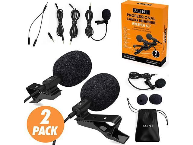 Professional Lapel Mic for YouTube Videos and podcast Recording Omnidirectional Lapel Mic with Clip-On Suitable for iPhone Laptop Camera Lavalier Microphone 2 Pack Bundle 