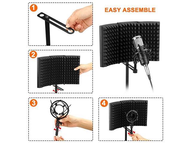 Microphone Isolation Shield Foldable Adjustable Durable Studio