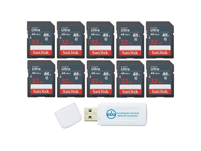 10 Pack Bundle SDSDUNB-032G-GN3IN SDHC UHS-I Card Class 10 SanDisk 32GB Ultra SD Memory Card Plus 1 Everything But Stromboli TM Microfiber Cloth 