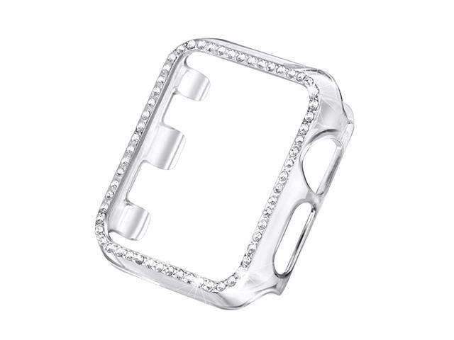44mm Case Compatible with Apple Watch Band, Bling Full Cover Bumper Protective Frame Screen Protector for iWatch SE Series 6/5/4, Clear(44mm)
