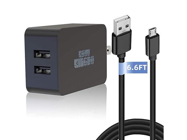 Fire Fast Charger 5V 24A 24W Charger for  Fire HD HDX 6 7 89 97 Fire 7 8 Dual Port USB Wall Charger with 66FT Micro USB Cable for Samsung Galaxy S7 Android Phone