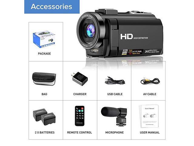 Camera Camcorder YouTube Vlogging Camera FHD 1080P 30FPS 24MP 16X Digital  Zoom 3quot LCD 270 Degrees Rotatable Screen Digital Camera Recorder with  MicrophoneRemote Control2 Batteries Film Cameras
