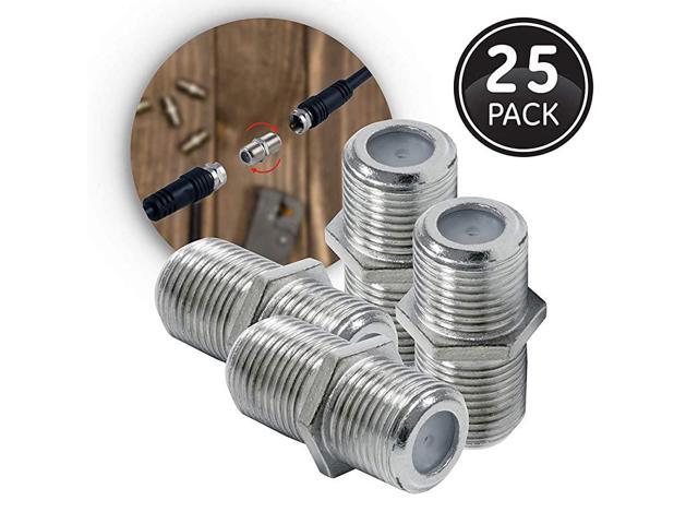 Coaxial Cable Extension Adapter Couplers 25Pack Works on FType RG59 RG6 Coax Cables Connects Two Coaxial Cables to Extend Length FemaletoFemale Connectors with Resealable Bag 51245