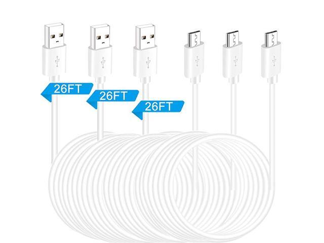 26 ft Power Extension Micro USB Cable Power Cord for Wyze Cam Pan,Blink,Yi Home 