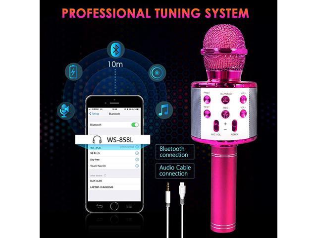 Mpow Combo Bluetooth Karaoke Microphone Wireless Karaoke Microphone 4 in 1 karaoke Mic with Multi-color LED Lights Boys and Adults Girls Gifts for Kids 