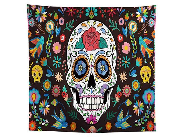 Allenjoy 7x5ft Day of The Dead Backdrop for Mexican Fiesta Sugar Skull Flowers Photography Background Dia DE Los Muertos Birthday Party Supplies Fiesta Banner Table Decor Decoration Photo Booth Studio 