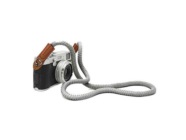 DOROM Vintage Handmade Cotton Leather Camera Neck Strap for Leica Nikon Fuji Pentax Canon Panasonic Sony Long White