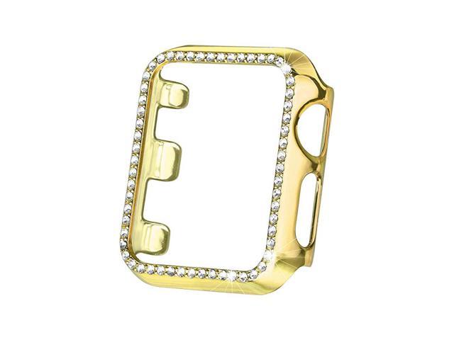 38mm Case Compatible with Apple Watch Band Bling Full Cover Bumper Protective Frame Screen Protector for iWatch Series 321 Yellow Gold38mm