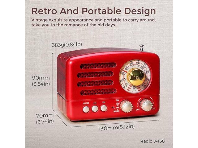 Portable AM FM Shortwave Radio with USB Charging Cable,Supports Flash Drive and TF Card Vintage Radio Retro Bluetooth Speaker MOOUS Retro Bluetooth Radio 