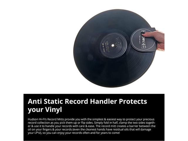 sdroceRyaM 4PCS Record Mitt LP Handler Gripper Anti-Static Vinyl Record  Cleaner &Protector Soft Microfiber Practical Turntable Accessories(Black)