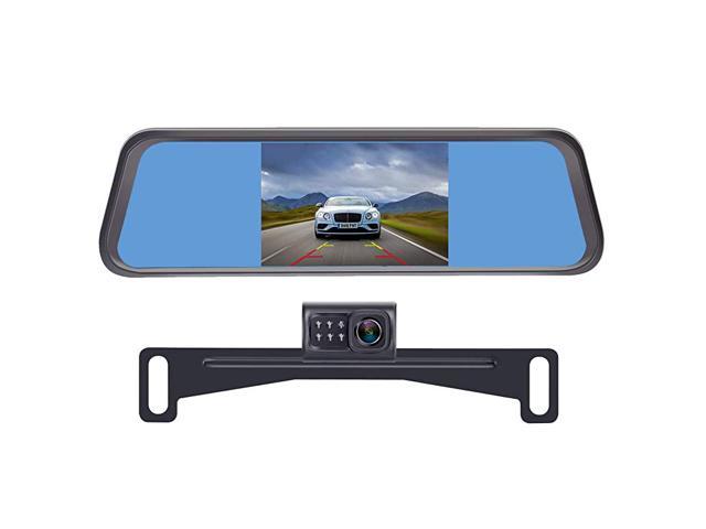 Rear view mirror w/ 4.3" LCD monitor & Licence Plate Frame Backup Camera Combo 