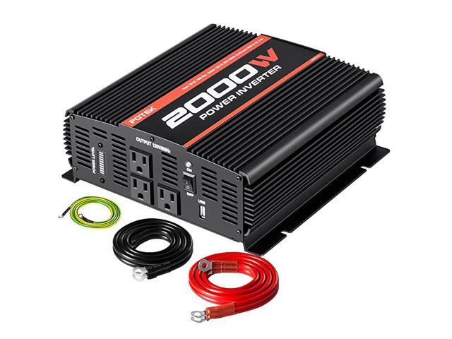 2000W Power Inverter 3AC Outlets 12V DC to 110V AC Car Inverter with 2A USB Port and Bluetooth