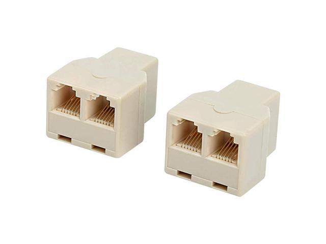 RJ12 6P6C 1 Female to 2 Female Telephone Line Splitters  Telephone Landline Cable Connector and SeparatorYellow2 Pack