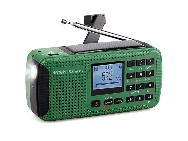 Hr11s Shortwave Radio Am Fm Dynamo Solar Radio With Bluetooth Flashlight Alarm Sound Mp3 Player Recorder Alarm Clock Green Newegg Com
