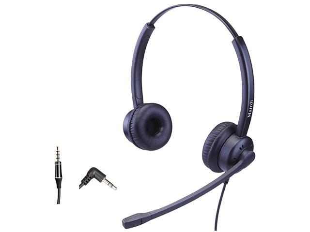 2.5mm Telephone Headset with Noise Cancelling Microphone for Jabra Cisco Polycom Panasonic Zultys Gigaset Including 3.5mm Connector for Mobiles 