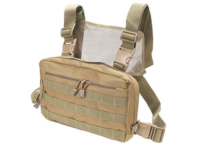 X-FIRE MOLLE Tactical Chest Pack Bag with Dual Radio Pockets and Antenna Ports