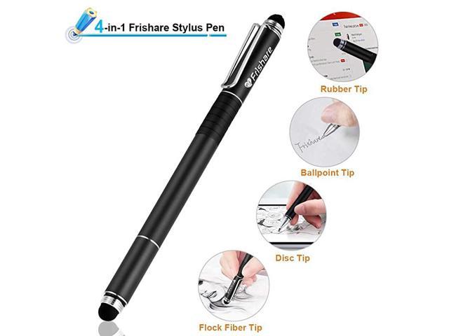 Universal 2 IN 1 Fibremesh & Ballpoint Stylus Pen for Mobiles Black Tablet pc 