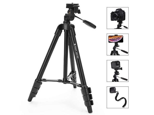 Camera Tripod 48quot Phone Tripod with 3Way Head Lightweight Aluminum Tripod for iPhone Samsung 14 Screw Travel Tripod with Bluetooth Remote for DSLR Camera Canon Sony Nikon