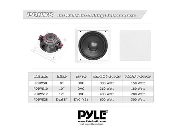 Pyle Home Audio PDIWS10  10" In-Wall High Power Subwoofer 8 Ohm 360 Watt Peak 