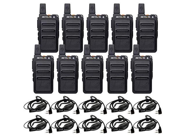 Retevis RT19 Walkie Talkies for Adults Long Range Business Small Two Way Radio Rechargeable with Earpiece Metal Clip VOX 1300mAh Battery 10 Pack 