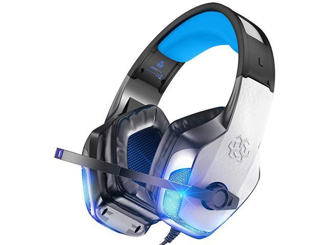 V4 Gaming Headset for Xbox One PS4 PC Controller Noise Cancelling Over Ear Headphones with Mic LED Light Bass Surround Soft Memory Earmuffs for PS2 Mac Nintendo 64 Game Boy Advance Games