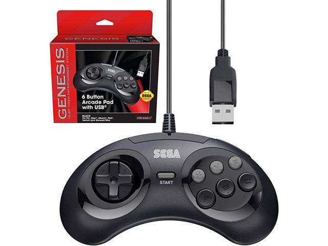 Official Sega Genesis Usb Controller 6button Arcade Pad For Sega Genesis Mini Ps3 Pc Mac Steam Switch Usb Port Black Newegg Com