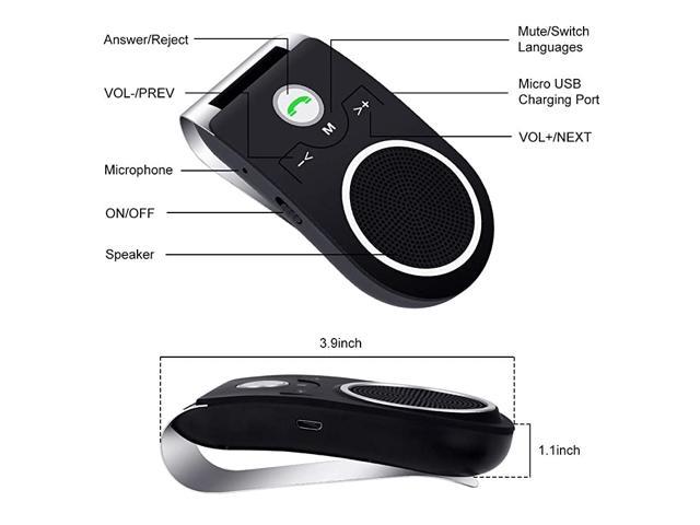 Wireless in-car Speakerphone with Clear and Loud Sound Support Siri/Google Assistant with Visor Clip Hands Free car Kits for Talking & Music Streaming Aigital New T825 Bluetooth Car Speakers 
