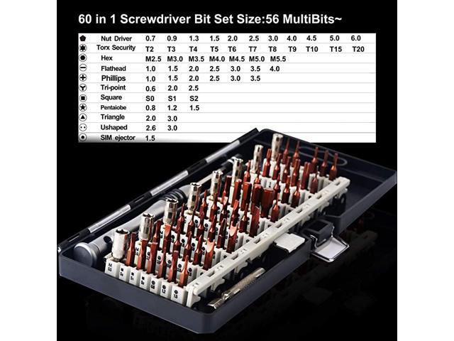 60In1 Magnetic Precision Screwdriver @ Phone PC Repair Tool Torx 56 Bits Kit Set 