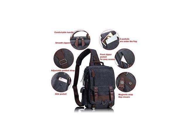 Mygreen Retro Messenger Bag Sling Bag Outdoor Cross Body Bag Shoulder Bag Black 
