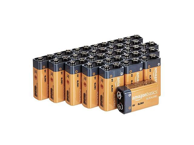 Basics 24 Pack 9 Volt Performance All-Purpose Alkaline Batteries, 5-Year Shelf Life, Easy to Open Value Pack