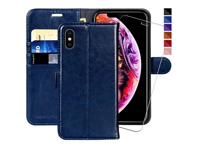 iPhone Xs with Card Holder and Magnetic car Back and Kick Stand Full Body Armor Apple iPhone 2018 Blue, 5.8 inches - 