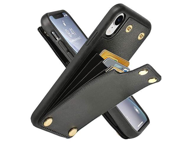 Leather Cover Compatible with iPhone XR Black Wallet Case for iPhone XR 
