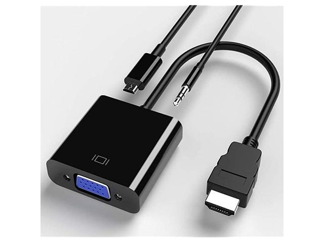 VGA To HDMI Adapter 1080P VGGA Converter With 3.5 mm Audio For Projector Monitor Laptop HDTV ABS Texture 1920x1080p 27X3.7X1.2cm Color: black Lysee HDMI Cables
