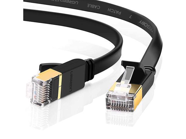 Mobestech CAT7-2 Ethernet Cable 10G Computer Router NAS Flat Cable High Speed Professional Double-Shielded Network with Fiber Mesh for PC Modem Printer 1M