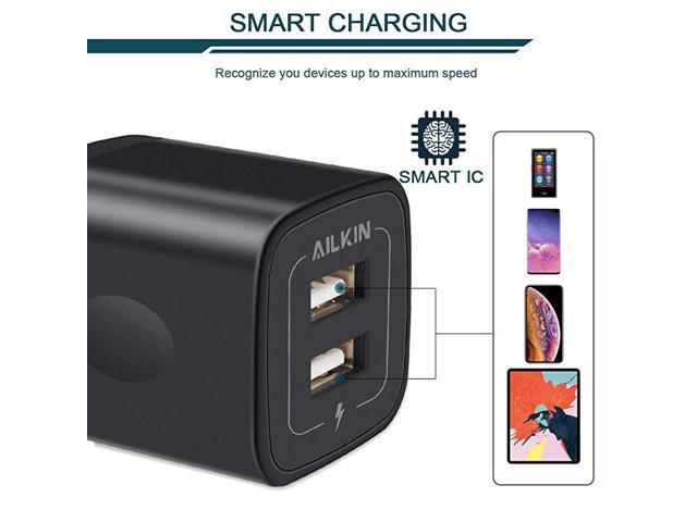 Fast Android Charger Replacement for iPad/iPhone/iPod/Samsung/More Wall Plug Station Home Travel Charger Cube Ailkin USB MultiPort Charging Block Rapid Charger Adapter Wall Charger Brick 