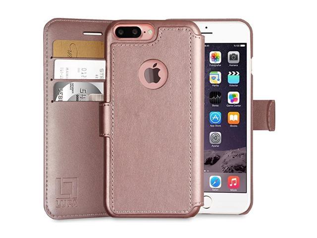 Wallet Case For Iphone 8 Plus Durable And Slim Lightweight With Classic Design Ultrastrong Magnetic Closure Faux Leather Rose Gold Apple 8 Plus Newegg Com