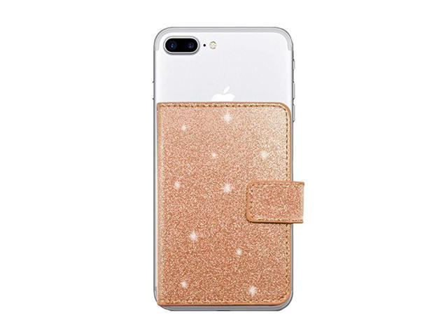 Rosegold Phone Card Holder RFID Wallet Credit Adhesive Cell Case Stick-on for Back of Phone for Most Smartphones 