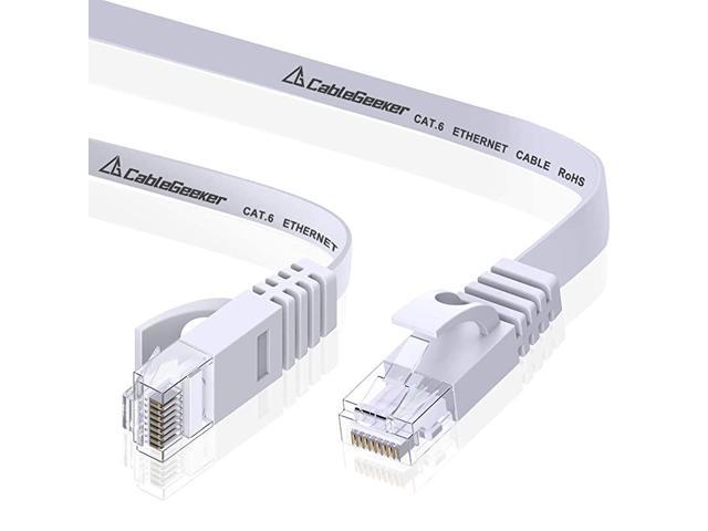 Cat 6 Ethernet Cable 3 ft White Flat Internet Network Cable- Short Cat 6 Computer Patch Cable with Snagless RJ45 Connectors 6 Pack 3 Feet White