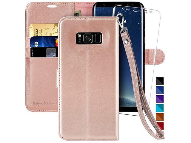 Cover for Samsung Galaxy S8 Leather Card Holders wallet Cover Kickstand Extra-Durable Business with Free Waterproof-Bag Samsung Galaxy S8 Flip Case 