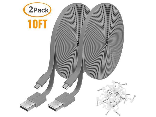 WyzeCam Pan KasaCam Indoor Cloud Cam 2 Pack 10FT Power Extension Cable for WyzeCam USB to Micro USB Durable Charging and Data Sync Cord for Security Camera Blink NestCam Indoor Yi Camera 