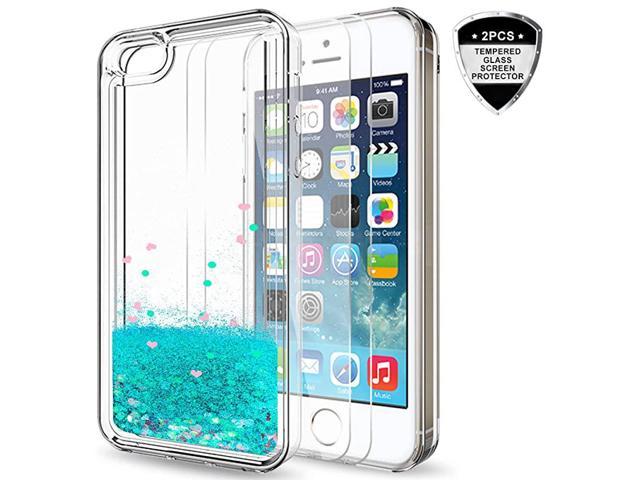 Iphone Se Case 16 Iphone 5s Case Iphone 5 Case With 2pcs Tempered Glass Screen Protector For Girls Women Cute Shiny Glitter Liquid Clear Tpu Protective Case For Iphone 5 Zx Turquoise Newegg Com