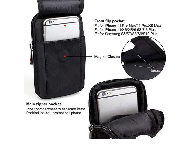 VIIGER Multipurpose Nylon Waist Pack Cell Phone Pouch Bag with Belt Loop Clip Phone Holster Tool Carrying Case Belt Pouch Mens Purse Handbag Wallet Compatible for iphone 11 Pro Max Xs Max 6 7 8 Plus 