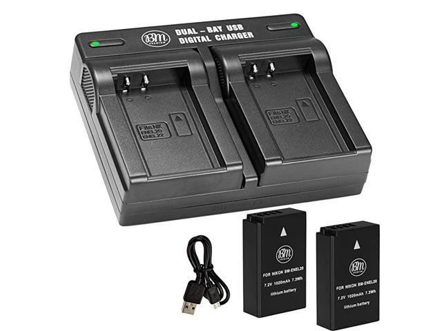 Premium Pack of 2 ENEL20 ENEL20a Batteries and USB Dual Battery Charger ...