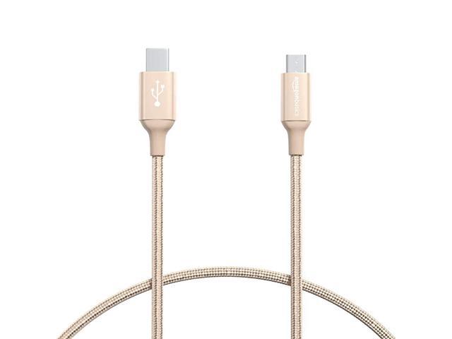6' Gold Basics Double Braided Nylon USB 2.0 A to Micro B Cable 