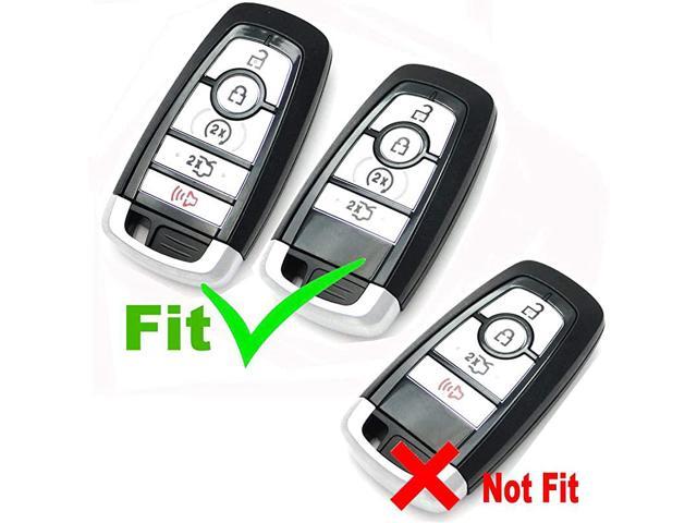 KOSMIQ Car Ford Fusion Key Fob Skin Cover 2 Pieces Keyless Remote Holder Protector Case 5 Buttons F150 F250 F350 F450 F550 Edge Explorer Mustang F-150 Raptor Black Black 