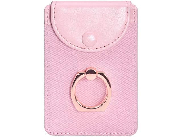 Cell Phone Credit Wallet with Ring Pocket Stick on iPhone Card Holder for Back of Phone 