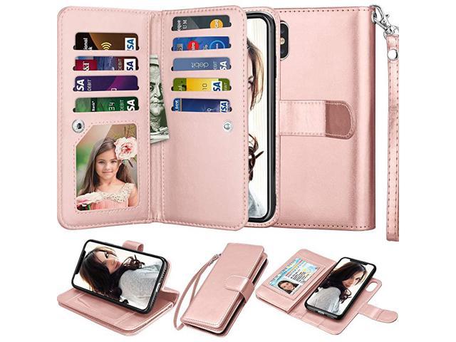 Pink Wallet Case for iPhone Xs PU Leather Flip Cover Compatible with iPhone Xs 