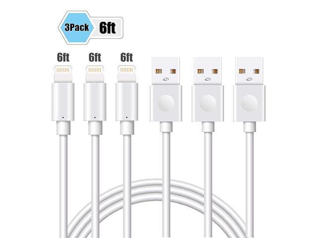 Iphone Charger Mfi Certified Lightning Cable 3pack 6ft For Iphone 12 Pro 11 Max Xr Se X 8 Plus Xs 7 6 Ipad Airpods Pro Usb Charging Syncing Cord White Newegg Com