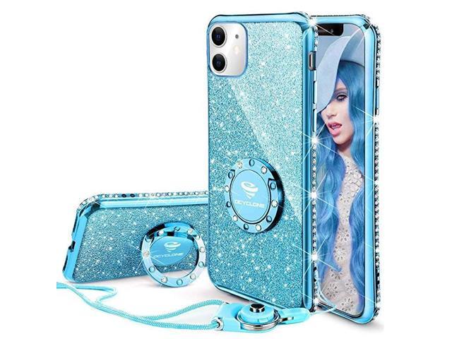 For Iphone 11 Case Cute Glitter Sparkle Bling Diamond Rhinestone Bumper With Ring Kickstand Women Girls Soft Blue Protective Phone Case For Iphone 11 61 Inch 19 Blue Newegg Com