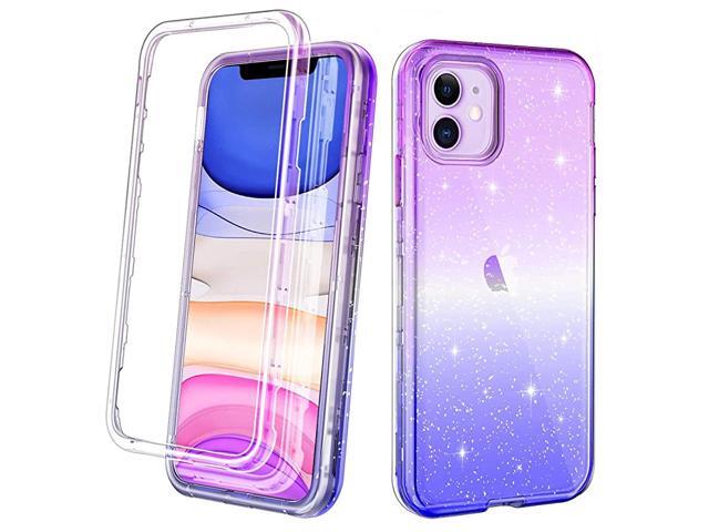 Compatible With Iphone 11 Case Crystal Clear Glitter Sparkly Bling Heavy Duty Shockproof Hybrid Three Layer Protective Cover Case For Apple Iphone 11 61 Inch 19 Gradient Purple Blue Newegg Com